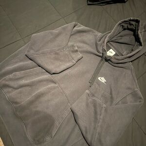 Nike Black/Gray Washed Pullover Hoodie with Small White Swoosh